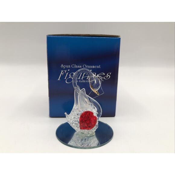 NEW Spun Art Glass Ornament Figurines On Mirror 24 Karat Gold Plated - Set of 4 - Picture 9 of 11